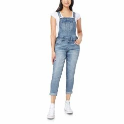 Alternative view of Juniors' WallFlower Insta Stretch Tomboy Mid-Rise Destructed Jean Overalls