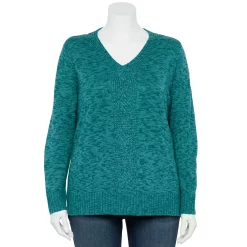 Alternative view of Plus Size Napa Valley V-Neck Marl Cable Front Sweater