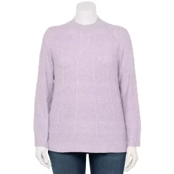 Alternative view of Plus Size Napa Valley Mockneck Cable Sweater