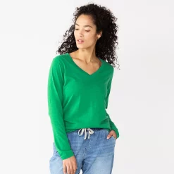 Women's Sonoma Goods For Life® Everyday V-Neck Long Sleeve Tee 21 Women's Sonoma Goods For Life® Everyday V-Neck Long Sleeve Tee -Cuddl Duds SHOP 5625801 Aloe Green