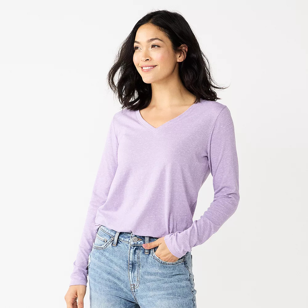 Women's Sonoma Goods For Life® Everyday V-Neck Long Sleeve Tee 2 Women's Sonoma Goods For Life® Everyday V-Neck Long Sleeve Tee - Image 2