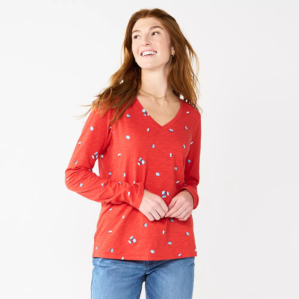 Women's Sonoma Goods For Life® Everyday V-Neck Long Sleeve Tee 4 Women's Sonoma Goods For Life® Everyday V-Neck Long Sleeve Tee - Image 4