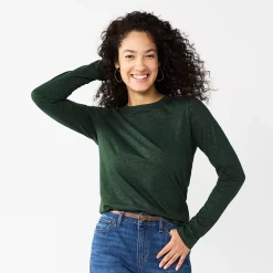 Women's Sonoma Goods For Life® Everyday Crewneck Long Sleeve Tee 15 Women's Sonoma Goods For Life® Everyday Crewneck Long Sleeve Tee -Cuddl Duds SHOP 5625802 Dark Green Shine