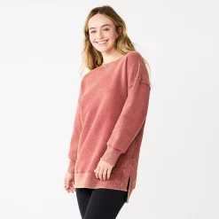 Juniors' SO® Oversized Weekend Tunic Pullover 13 Juniors' SO® Oversized Weekend Tunic Pullover -Cuddl Duds SHOP 5627679 Berry Magnolia