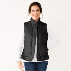 Women's Croft & Barrow® Quilted Vest -Cuddl Duds SHOP 5634524 Black
