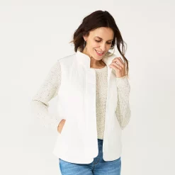 Women's Croft & Barrow® Quilted Vest -Cuddl Duds SHOP 5634524 White