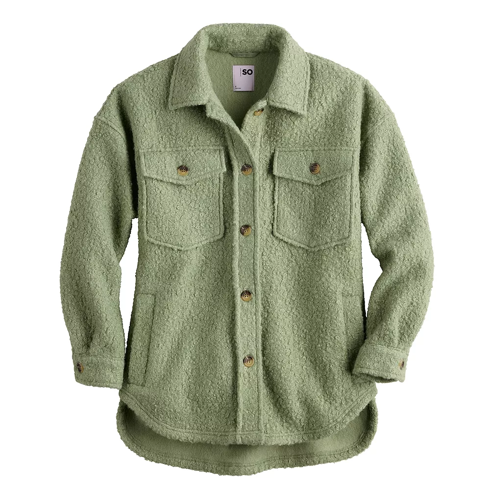 Juniors' SO® Oversized Teddy Sherpa Shacket 3 Juniors' SO® Oversized Teddy Sherpa Shacket - Image 3