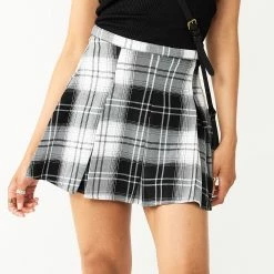 Juniors' SO® Pleated High-Rise Mini Skirt 17 Juniors' SO® Pleated High-Rise Mini Skirt -Cuddl Duds SHOP 5636560 Black Grey Plaid