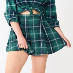 Juniors' SO® Pleated High-Rise Mini Skirt 18 Juniors' SO® Pleated High-Rise Mini Skirt -Cuddl Duds SHOP 5636560 Dark Green Plaid