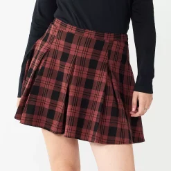 Juniors' SO® Pleated High-Rise Mini Skirt 13 Juniors' SO® Pleated High-Rise Mini Skirt -Cuddl Duds SHOP 5636560 Maroon Black Plaid