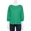 Petite Croft & Barrow® Three-Quarter Sleeve Eyelet Yoke Top