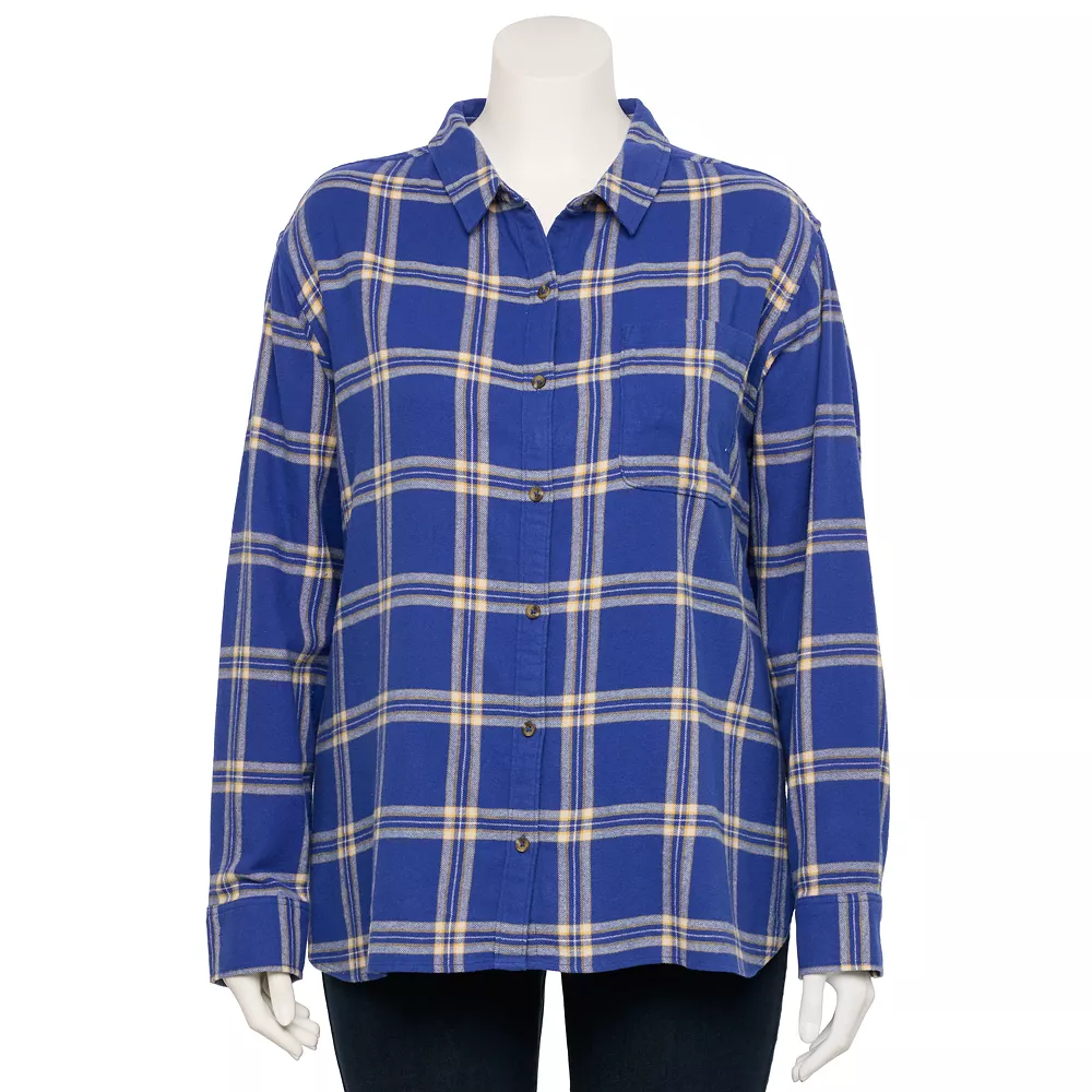 Juniors' SO® Plus Button Down Flannel 4 Juniors' SO® Plus Button Down Flannel - Image 4