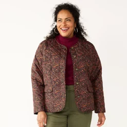 Alternative view of Plus Size Croft & Barrow® Quilted Snap-Front Jacket