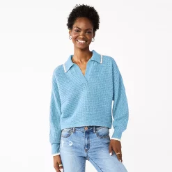 Juniors' SO® Polo Pullover Sweater -Cuddl Duds SHOP 5653489 Ultimate Gray