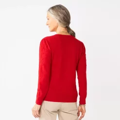 Women's Croft & Barrow® Puff-Sleeve Bobble Sweater -Cuddl Duds SHOP 5655746 ALT