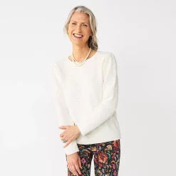 Petite Croft & Barrow® Puff Sleeve Bobble Sweater
