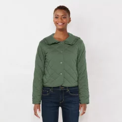 Women's LC Lauren Conrad Ruffle Quilted Jacket -Cuddl Duds SHOP 5659329 Manolo Olive