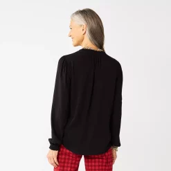 Women's Croft & Barrow® Tiered Textured Blouse -Cuddl Duds SHOP 5659396 ALT