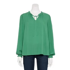 Women's Croft & Barrow® Tiered Textured Blouse -Cuddl Duds SHOP 5659396 Fir