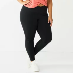 Juniors' Plus Size SO® Crossover High-Rise Sporty Leggings 6 Juniors' Plus Size SO® Crossover High-Rise Sporty Leggings -Cuddl Duds SHOP 5664663 Black Luxe