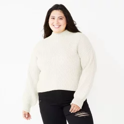 Juniors' Plus Size SO® Mockneck Sweater -Cuddl Duds SHOP 5666305 Egret