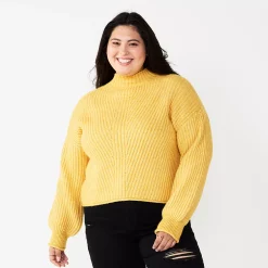 Juniors' Plus Size SO® Mockneck Sweater -Cuddl Duds SHOP 5666305 Golden Ticket