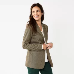 Women's Croft & Barrow® Comfort Stretch Blazer 8 Women's Croft & Barrow® Comfort Stretch Blazer -Cuddl Duds SHOP 5667838 Brown Herringbone