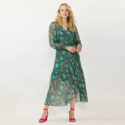 Women's LC Lauren Conrad High-Low Hem Faux-Wrap Maxi Dress 11 Women's LC Lauren Conrad High-Low Hem Faux-Wrap Maxi Dress -Cuddl Duds SHOP 5674222 Floral Needlepoint