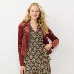 Women's LC Lauren Conrad Suede Moto Jacket -Cuddl Duds SHOP 5676944 Chic Burgundy