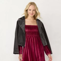 Women's LC Lauren Conrad Suede Moto Jacket -Cuddl Duds SHOP 5676944 Coal