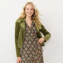 Women's LC Lauren Conrad Suede Moto Jacket -Cuddl Duds SHOP 5676944 Deep Green