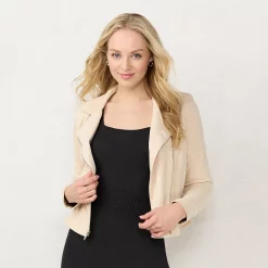 Women's LC Lauren Conrad Suede Moto Jacket -Cuddl Duds SHOP 5676944 Peach Dust
