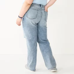 Juniors' Plus Size SO® Super High Rise Baggy Dad Jeans -Cuddl Duds SHOP 5676974 ALT