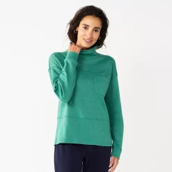 Women's Croft & Barrow® Mockneck Sweatshirt -Cuddl Duds SHOP 5685918 Fir Green