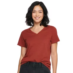 Women's Tall Sonoma Goods For Life® Everyday V-Neck Tee -Cuddl Duds SHOP 5686285 Burgandy Rust