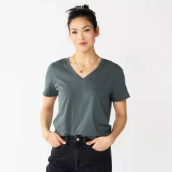 Women's Tall Sonoma Goods For Life® Everyday V-Neck Tee -Cuddl Duds SHOP 5686285 Dark Gray Green