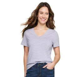 Women's Tall Sonoma Goods For Life® Everyday V-Neck Tee -Cuddl Duds SHOP 5686285 Light Purple Stripe