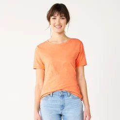 Women's Tall Sonoma Goods For Life® Essential Crewneck Tee -Cuddl Duds SHOP 5686288 Apricot Orange