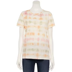 Women's Tall Sonoma Goods For Life® Essential Crewneck Tee -Cuddl Duds SHOP 5686288 Cream Warm Tie Dye