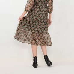 Women's LC Lauren Conrad Smocked Waist Tiered Midi Skirt 6 Women's LC Lauren Conrad Smocked Waist Tiered Midi Skirt -Cuddl Duds SHOP 5689490 ALT