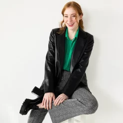 Juniors' SO® Oversized Faux Leather Blazer