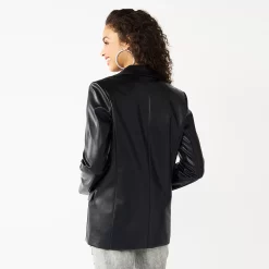 Alternative view of Juniors' SO® Oversized Faux Leather Blazer