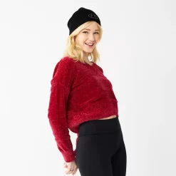 Juniors' SO® V-Neck Chenille Pullover Sweater -Cuddl Duds SHOP 5696161 Modern Maroon
