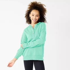 Juniors' SO® 1/4 Snap Hoodie 15 Juniors' SO® 1/4 Snap Hoodie -Cuddl Duds SHOP 5698035 Hush Aqua
