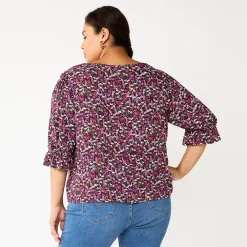 Alternative view of Plus Size DRAPER JAMES RSVP™ Cinched Elbow Sleeve Top