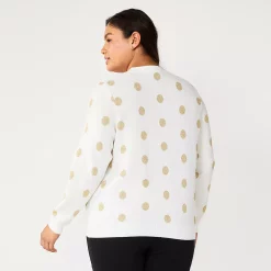 Alternative view of Plus Size DRAPER JAMES RSVP™ Long Sleeve Polka Dot Sweater
