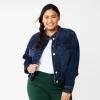 Plus Size DRAPER JAMES RSVP™ Ruffle Trim Denim Jacket