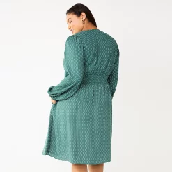 Plus Size DRAPER JAMES RSVP™ Long Sleeve Cinched Waist Dress -Cuddl Duds SHOP 5714854 ALT