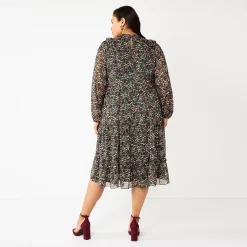 Alternative view of Plus Size DRAPER JAMES RSVP™ Long Sleeve Smocked Tiered Dress