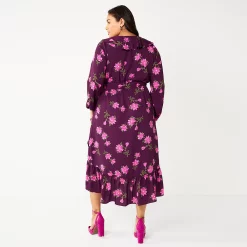 Alternative view of Plus Size DRAPER JAMES RSVP™ Long Sleeve Ruffle Midi Dress